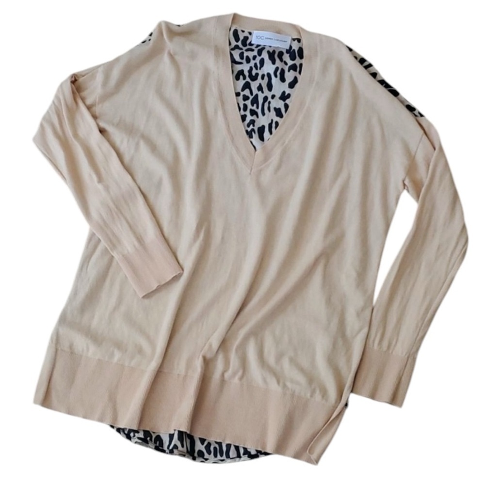 10C DEREK LAM / CUSP Leopard Print Sweater in Tan / Leopard Print Size Large
